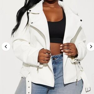 Fashion Nova White Leather Jacket